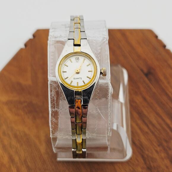 Two Tone Casual Bracelet Watch Thin Link Band Classic Minimalist Everyday Basic - Picture 1 of 7